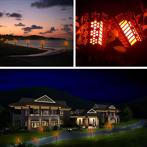 charaHOME Solar Lights Outdoor Waterproof Flickering Flames Torches Lights Solar Spotlights Landscape Decoration Lighting Dusk to Dawn Auto On/Off Security Torch Light for Garden Patio Driveway 4 Pack - Thumbnail 6