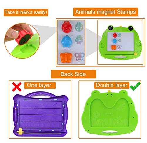 CHUCHIK Toys Magnetic Drawing Board for Kids and Toddlers. Large 15.7 Inch Magna Doodle Writing Pad Comes with a 4-Color Travel Size Sketch Doodle Board.(Frog) - Thumbnail 2