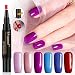 Vrenmol One Step Gel Nail Polish Pen,3 in 1 Soak Off UV LED Nail Varnish Nail Art Kit,No Base Top Coat Need,Hybrid 6 Colors Easy to Use UV Gel Lacquer