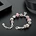 Presentski Fashion Charm Bracelet with Extended Chain for Teen Girls and Women Love Themed Pink Charms