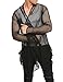 COOFANDY Men's Ruffle Shawl Collar Sleeveless Long Cardigan Vest (Large, Black(Long Sleeve net))