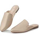 MUSSHOE Women&rsquo;s Pointed Toe Mule Flats, Slip On Backless Loafers,Rose Gold 8