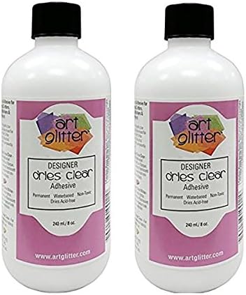 Art Institute Glitter Designer Dries Clear Adhesive Glue Refill Bottle, 8 Ounce (Pack of 2)
