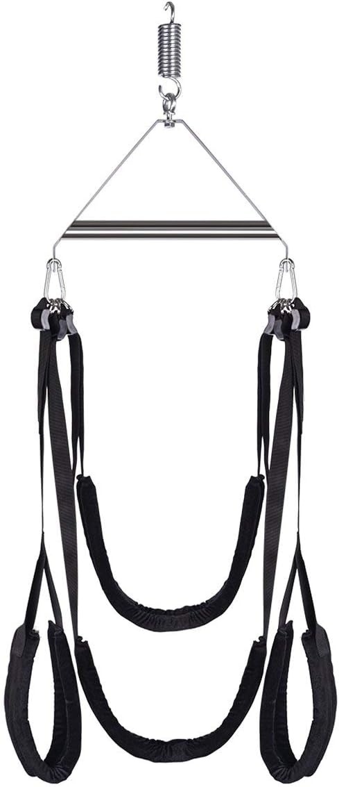 Adult Swivél Šwíng Set Support 360 Degree Spining with Steel Triangle Frame and Spring,Soft Štrápš Hold up to 600LBS Best Woman Couples Play (Black)