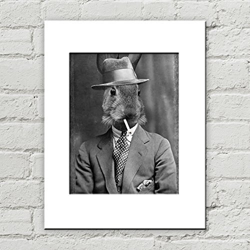 5 x 7 Bunny Matted Art Print, Anthropomorphic