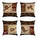 geinne 4pack Cowboy Style Throw Pillow Case Vintage Western Cowboys Riding Horses Theme Decorative Square Cotton Linen Cushion Cover for 18 X 18 Inch Pillow Inserts (Cowboy-2)