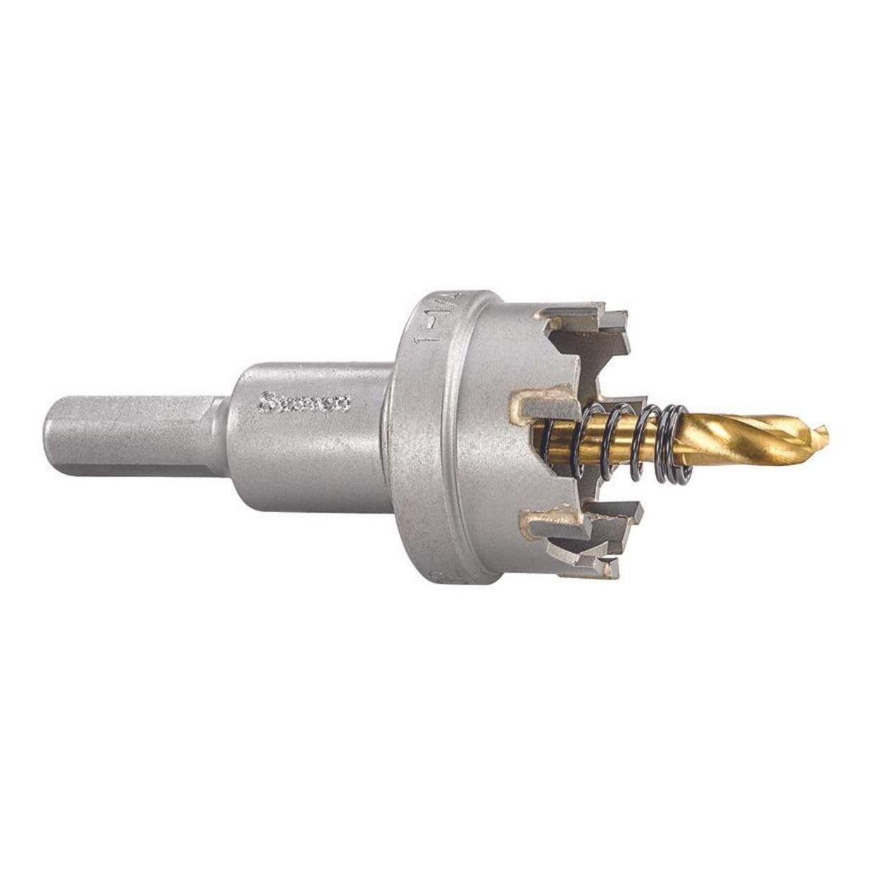 Starrett Tungsten Carbide Tipped Hole Saw - SM32 Sheet Metal Cutter With Arbor & Pilot Drill Bit - For Drilling Stainless Steel Aluminum Alloy - Grey, 32 mm