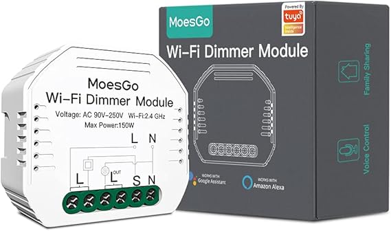 MoesGoWlanMiniSmartAlexaDimmer Lichtschalter1GangRelaisModul WiFiFunkSchalterLEDUnterputzKompatibelmitSmartLifeTuyaAppFernbedienungAmazonAlexaundGoogleHome