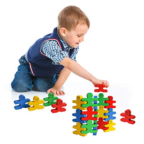 kizh Balance Building Blocks, Wooden Stacking Game Toys Toddler Fine Motor Skill Toy Balance Block Balancing Game Learning Educational Toys for Kids Children Toddlers Preschool Boys and Girls 16 Pcs
