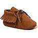 Royal Victory R&V Unisex Infant Baby Boys' Girls' Moccasins Soft Sole Tassels Prewalker Anti-Slip Toddler Shoes (M:6~12 Months, Bandage Tan)