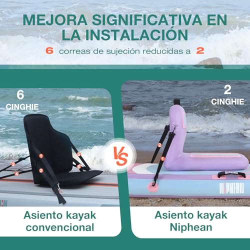 Niphean Paddle Surf Seat Ergonomic and Robust Backrest, Inflatable Kayak Seat, Compatible with Canoe, Boat, Sup Kayak, Paddle Surf Chair with Backrest for Versatile Use, No Tie Needed