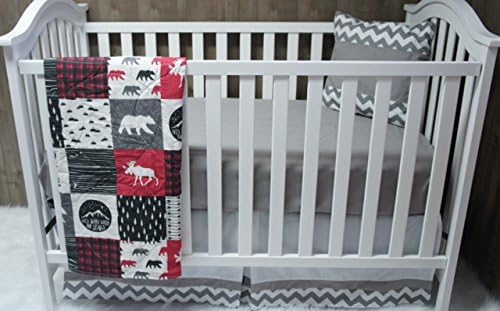 Baby Boy / Girl Chevron , Baby Bedding , Woodlands , Moose , Crib Bedding , Nursery Room , Babylooms