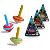 Lattooland Wooden Set of 3 Spinning Tops for Kids | Multicolor &amp; Child-Safe Montessori | Educational Kindergarten Toys | Classic Lattoos | Flip Tops Gyroscope for Toddlers | Birthday Return Gift | 3+