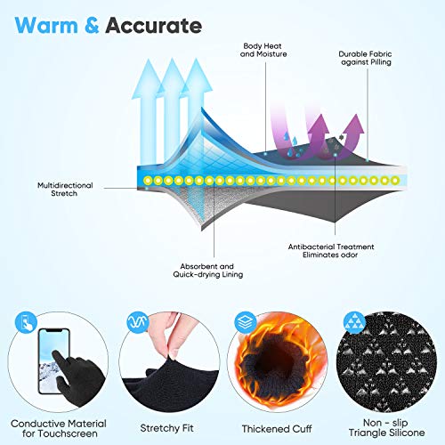 Touchscreen Winter Gloves for Men Women - Warm Knit Gloves with Thickened Cuff & Anti-Slip Palm, 3 Finger Touchscreen for Texting & Driving - Thumbnail 4