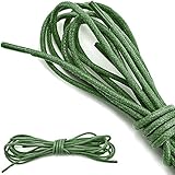 DailyShoes Female Round Waxed Shoelaces Oxford Flat Dress Canvas Shoe Laces, (Great for Fishing Shoes), (ONE PAIR), Dark Green, 36