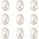 100Pcs Natural Freshwater Pearl Beads Baroque Irregular Pearls for Crafting, Large Hole Oval Loose Beads 7-10mm for Necklace Bracelet Earring Jewelry Making, Seashell Color
