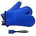 Super Flex Silicone Oven Mitt, Deluxe Quilted Liner, 1 Pair, Royal Blue, Bonus Sauce Brush