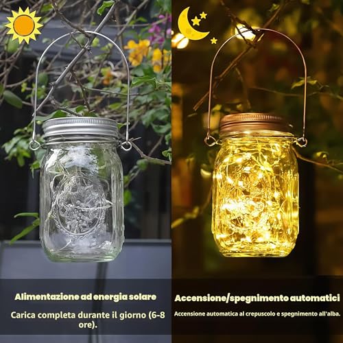 Solar Garden Lantern - 4 Light Chains 30 Bulbs Vase with Handle - IP65 Waterproof Solar Lamp Rustproof Outdoor Indoor - Decoration for Party, Wedding, Bar, Gazebo, Patio