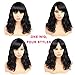 WIGER Brazilian Human Hair Wigs Natural Wavy Bob Wigs with Bangs Natural Black Color Short Wavy Virgin Human Hair Wigs for Black Women 14 Inches