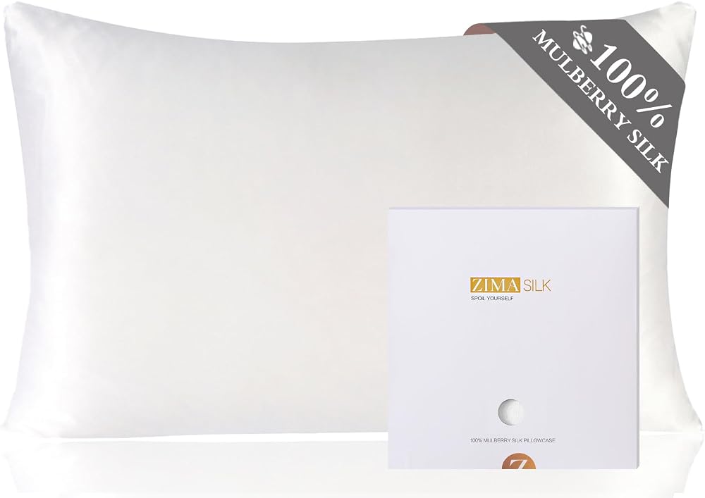 ZIMASILK 100% Mulberry Silk Pillowcase 19 Momme 6A Standard 50x75cm White
