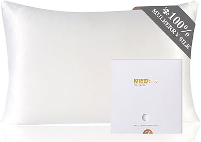 ZIMASILK 100% Mulberry Silk Pillowcase 19 Momme 6A Standard 50x75cm White