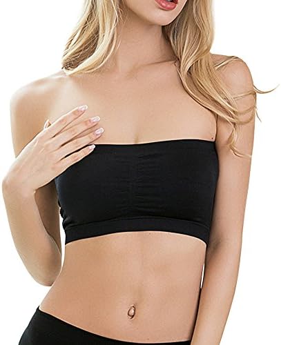 saounisi Women Strapless Bandeau Bra, Seamless Wirefree Padded Bralette Tube Bra S-XXXL 1 Pack