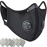 BASE CAMP Dust Breathing Mask Activated Carbon Dustproof Mask with Extra Carbon N99 Filters for Pollen Allergy Woodworking Mowing Running Cycling Outdoor Activities (Black)