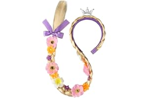 JiaDuo Girls Costume Wig Princess Dress up 24 Inch Long Braided Synthetic Hair Headband for Rapunzel