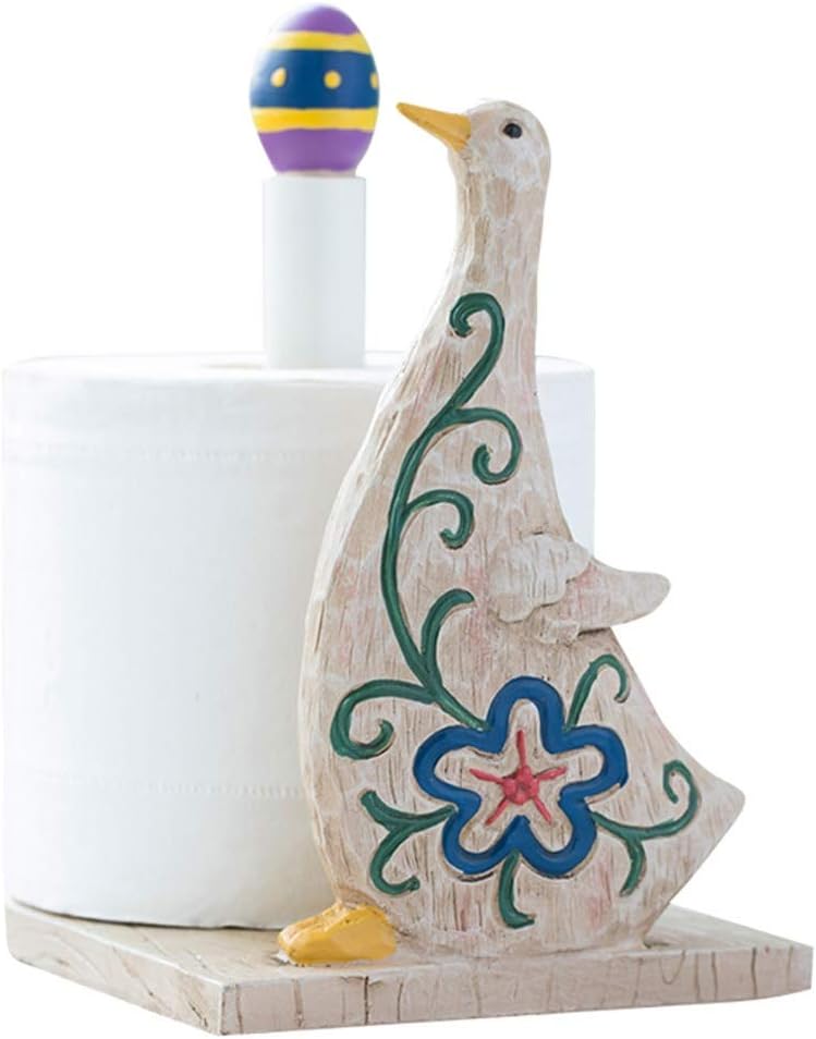 Xinxinchaoshi Animal Duck Toilet Paper or Paper Towel Holder Free Standing on the Counter or Desktop Elegant Kitchen Decoration Handmade