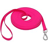 Waterproof Dog Training Leash 50FT 30FT 15FT 10FT 5FT Heavy Duty Recall Long Lead for Large Medium Small Dogs (10FT, Pink)