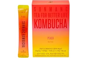 SUNMANC Kombucha 10 packets, Convenient Powdered Drink Mix, Tea Powder, Low Calories, Sugar 0g, Low Caffeine (Peach)