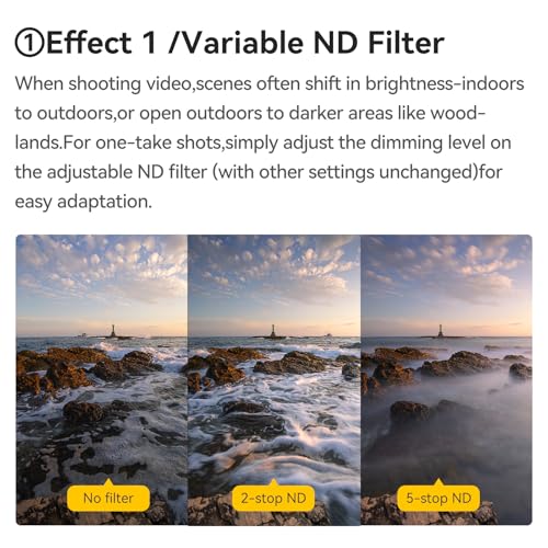 Kase Filtro ND magnético Variable mm + CPL + Niebla Negra 3 en 1, Filtro Compacto de Lente de cámara con Tapa magnética para Vlog Diario, videografía de Viaje, (82mm)