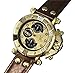 Konigswerk Mens Dress Watch Big Face Brown Leather Strap Gold Tone Dial Multifunction Day Date AQ101131G