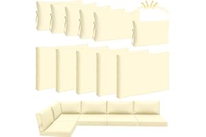 Patelai 11 Pcs Outdoor Cushion Covers Patio Cushion Slipcovers Outdoor Sectional Cushion Covers Cushion Covers for Outdoor Furniture Patio Sofa Couch 3 Sizes, Replacement Covers Only(Beige)