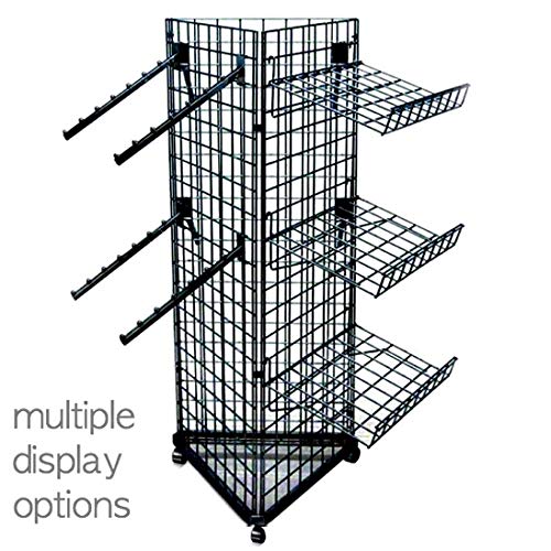 Only Hangers Black Triangle Wire Gridwall Panel Display Rack with Casters - Thumbnail 4
