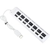 7 Ports LED USB 2.0 Adapter Hub Power on/off Switch For PC Laptop WH