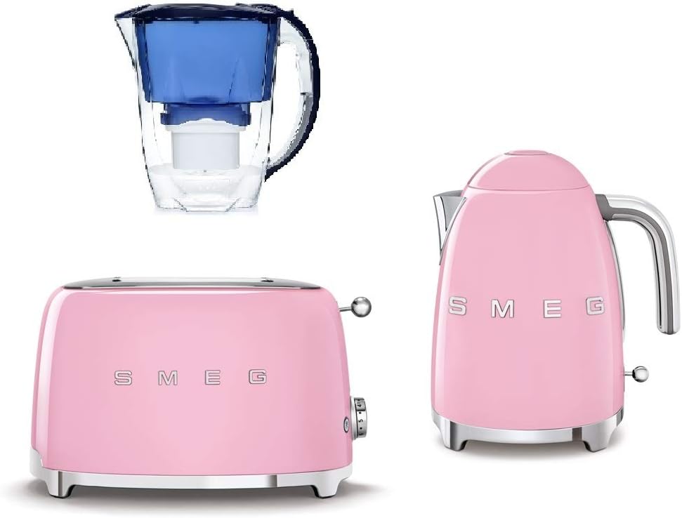 Smeg KLF03PKUK 1.7Ltr - 3kw Kettle and TSF01PKUK 2 Slice Toaster Set in Pink