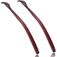 ITCHY-BAN Oversized Wooden Back Scratcher: 18'' Extended Curved Handle for Better Reach, Handcrafted to Perfection, Instant Itch Relief, Gentle on Skin Leave No Scratch Marks (2 Pack Brown)