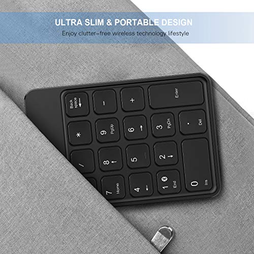 Bluetooth Number Pad, Wireless Numeric Keypad - Lekvey Rechargeable Slim 18-Key Number Keypad Keyboard Compatible for MacBook, iMac, OS, Windows, Laptop, PC Surface Pro, etc - Thumbnail 7