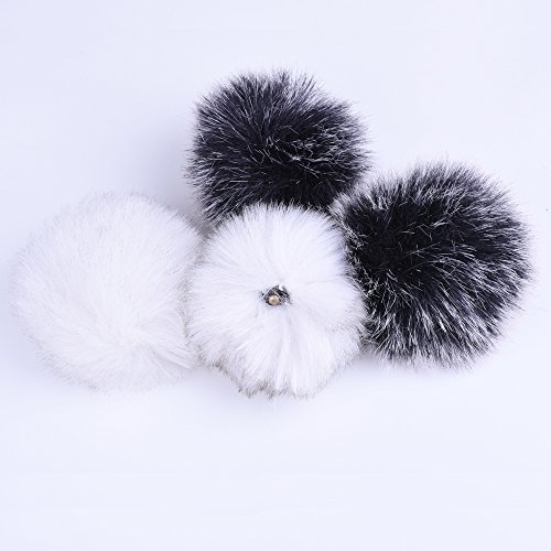 LEKUSHA DIY 12pcs Faux Fur Pom Pom Ball for Knitting Hat with Snap, Beanie Hat Fur Ball, Attachable Pompom Ball, Work Great with Knitting Loom