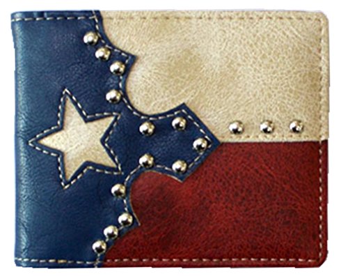 Mens Wallet Western Bifold W020 Texas Flag