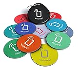 NFC tags - NTAG216 Chip - 10 NFC Tags + Free NFC-Keychain + Free Bonus Tag - Android Writeable & Programmable - Samsung Galaxy S6 S5 S4 Note 4 - HTC One First One X Droid DNA - Sony Xperia - Nexus - Smart Tags - Adhesive Sticker Back - Best Money-Bac