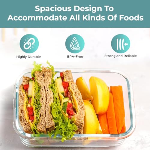 Razab 35 PC Glass Containers Food Storage with Lids - Reusable Glass Meal Prep Containers for Lunch and Leftovers - Airtight & Leakproof Snap Locking Lids - Oven, Freezer, Microwave, Dishwasher Safe