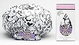 Dry Divas Designer Shower Cap For Women - Washable, Reusable - Large Bouffant Cap With Vintage Jeweled Brooch (I Heart U)