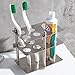 Mellewell Toothbrush Holder Toothpaste Organizer Stand Bathroom Storage, Stainless Steel Brushed Nickel, 03003S