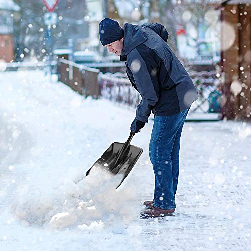 V VONTOX Snow Shovel, Detachable Plastic Snow Shovel with D-Grip Handle and Aluminum Edge Blade,Portable Compact for Car, Truck, Outdoor Camping Garden (with Small Snow Shovel Scraper) (Black) - Thumbnail 3