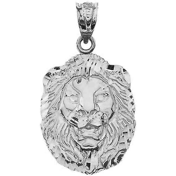 Sideways Crosses .925 Sterling Silver Textured Lion Pendant