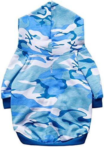 Pet Camouflage Hoodie Shirt Daoroka Small Dog Cat Clothes Warm Puppy Sweatshirt Costume Girl Boy Pet Cotton Fashion Coat (S, Sky Blue)