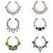 IPINK-Fake Septum Faux Nose Rings Hoop Stainless Steel Faux Lip Ear Nose Septum Ring Non Piercing Clip On Nose Hoop Rings Body Piercing Jewelry