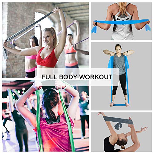 A AZURELIFE Resistance Bands, Different Strengths of 5 ft. Long Resistance Exercise Bands, Professional Non-Latex Elastic Stretch Bands for Physical Therapy, Yoga, Pilates, Rehab, Home Workout - Thumbnail 4